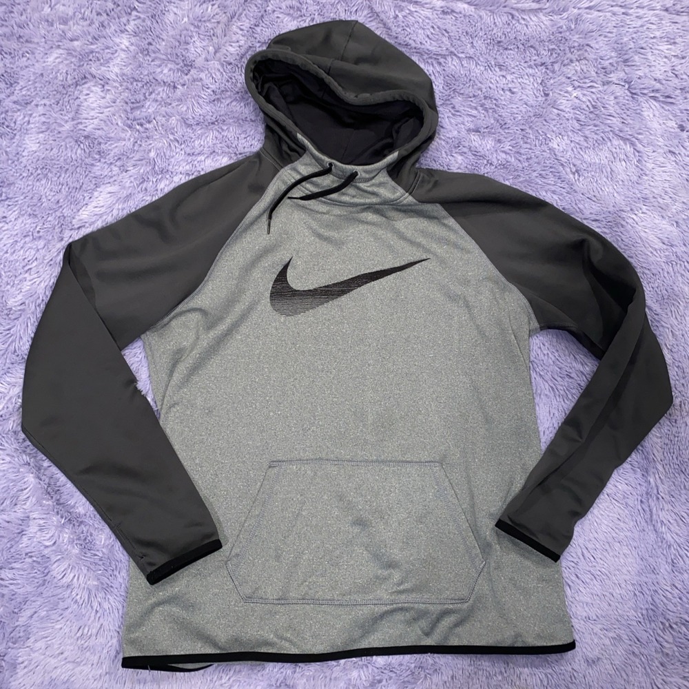 Nike Gray and Black Hooded Pullover Sweatshirt